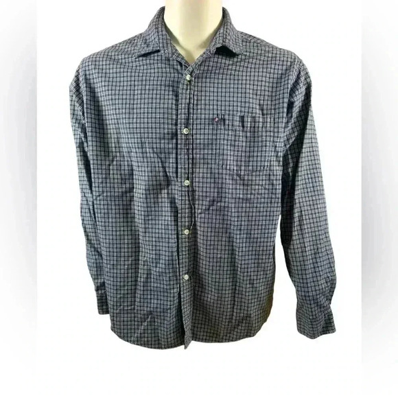 Polo Jeans Co Ralph Lauren Large Blue Plaid Cotton Button Down Dress Shirt - Picture 1 of 8
